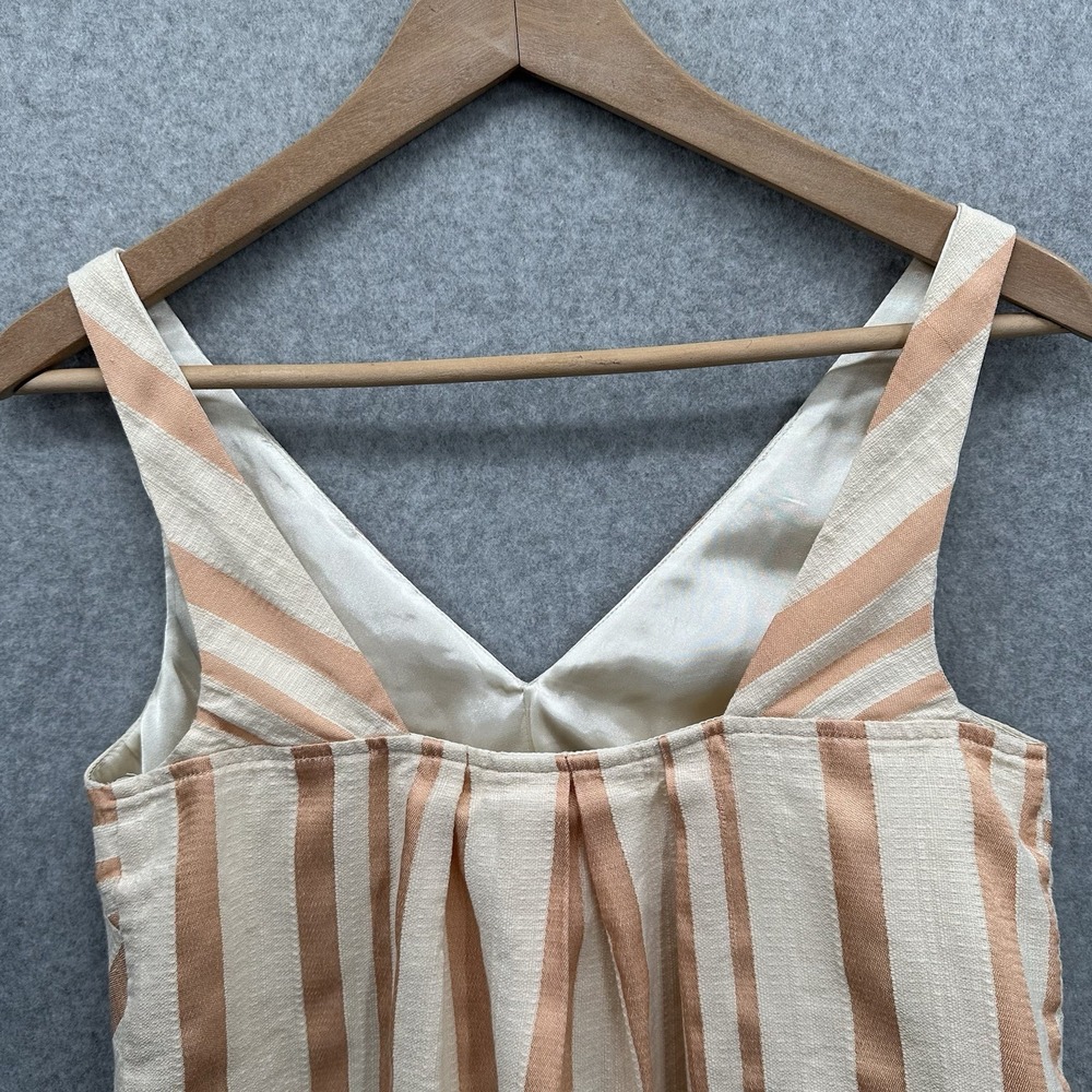 Anthropologie HD In Paris Linen Blend Tank Top Peach Cream Crop Elegant Size 2 - Picture 4 of 9